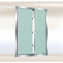F1 System Two-or multi-part access panel with fixed hinges and plasterboard inlay for plasterboard walls